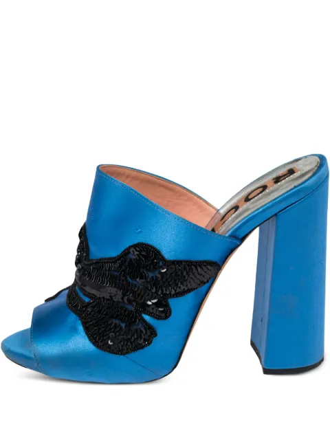 Rochas 110mm satin sequins sandals Blue 496204