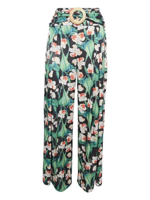 PatBO floral-print belted trousers Black 1024551