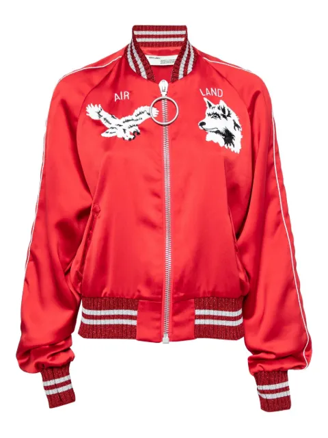 Off-White Pre-Owned logo-embroidered jacket Red 642476