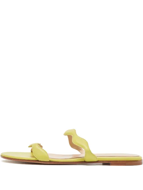 Gianvito Rossi wave-strap leather flat sandals Green 1045402