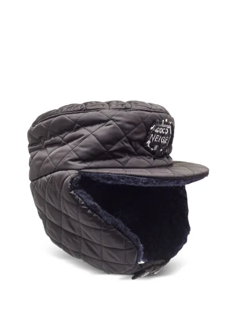 CHANEL Pre-Owned diamond-quilted trapper hat Black 762413