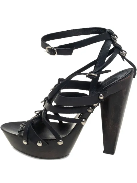 Etro Pre-Owned leather platform sandals Black 446040