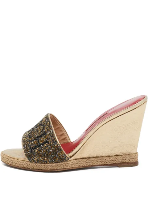 Carolina Herrera Vintage leather heeled sandals Gold 1007163