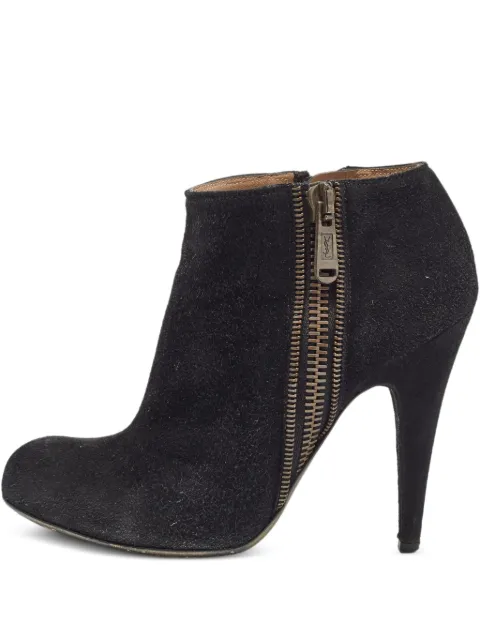 Saint Laurent Pre-Owned 110mm suede zip-up boots Black 1003041