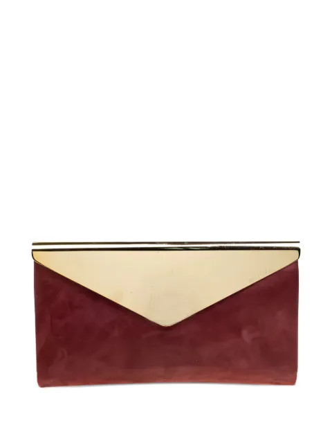 Jimmy Choo Pre-Owned leather metal-flap clutch bag Red 163369