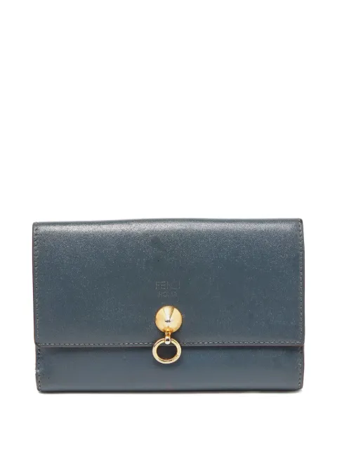 Fendi Pre-Owned logo-stamp leather compact wallet Grey 917842
