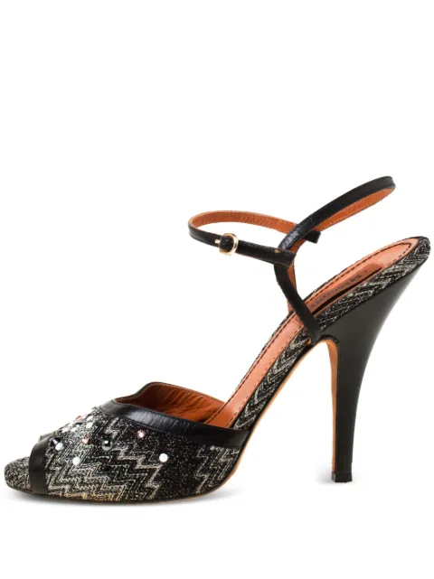 Missoni Pre-Owned 125mm embellishment zigzag pattern sandals Black 219848