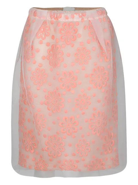 Louis Vuitton Pre-Owned 2012 floral embroidery skirt Orange 136590
