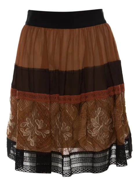 Alberta Ferretti Vintage 2023 lace-embellished skirt Brown 158253