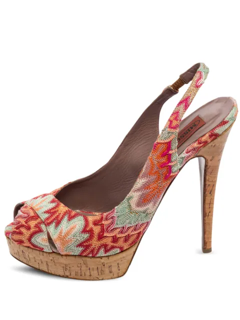 Missoni Pre-Owned 135mm platform slingback sandals Orange 597010