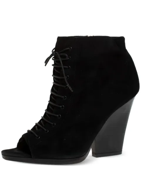Burberry Pre-Owned 105mm lace-up peep-toe ankle boots Black 275480