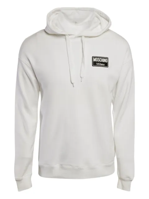 Moschino Pre-Owned logo-patch hoodie White 1120817