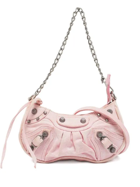 Balenciaga Pre-Owned mini Le Cagole studded denim shoulder bag Pink 1122214