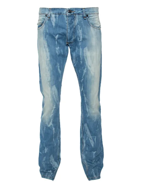 Roberto Cavalli Vintage pre-owned distressed light-wash cotton jeans Blue 486055