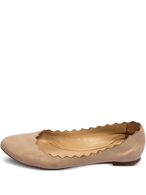 Chloé Pre-Owned Lauren scalloped-trim ballet flats Pink 564539