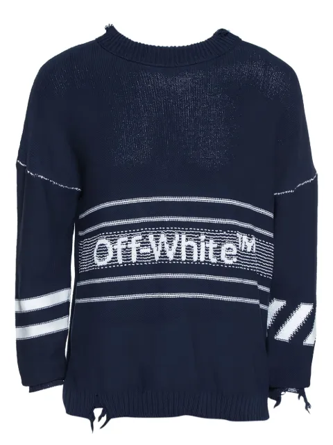 Off-White Pre-Owned logo stripe sweater Blue 306873