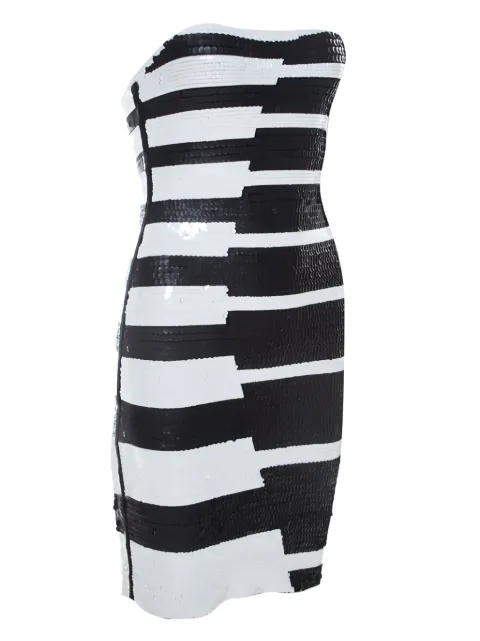 Hervé Léger Pre-Owned sequinned-stripes dress Black 209250