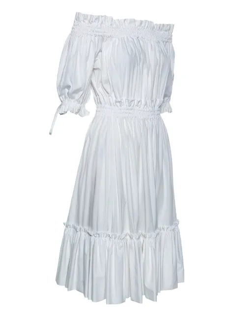 Alexander McQueen Pre-Owned 2024 off-shoulder ruched midi dress White 507924