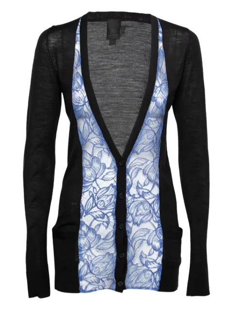 Vera Wang lace-panel wool cardigan Black 203622