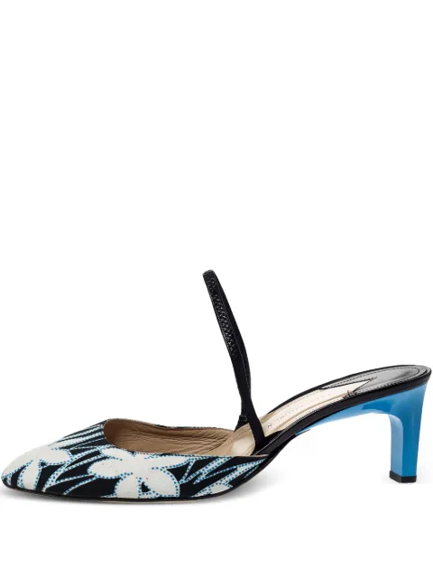 Paul Andrew pre-owned 65mm Celestine floral-print slingback pumps Black 302268