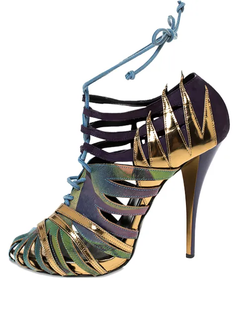 Pierre Hardy 120mm cut-out lace-up boots Yellow 286180