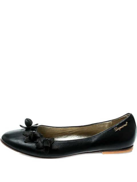 DSQUARED2 flower-detail leather ballet flats Black 181833