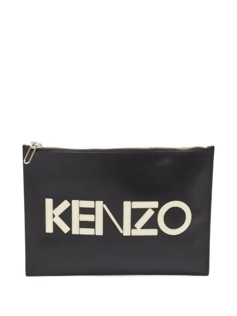 Kenzo Pre-Owned leather zip clutch Black 1110377