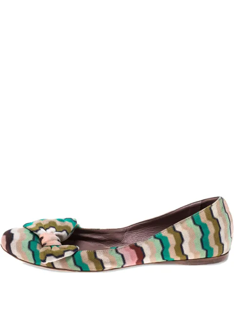 Missoni Pre-Owned bow-detail wave-pattern ballet flats Neutrals 242961