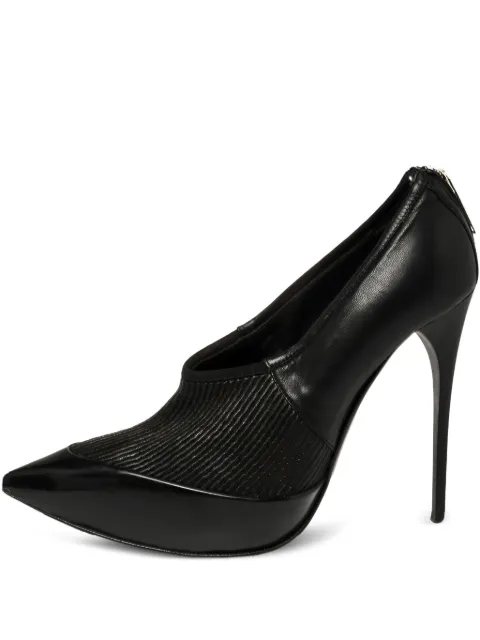 Burberry Pre-Owned 130mm ribbed-detail pointed-toe pumps Black 384659