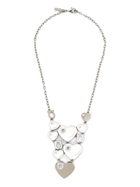 Ferragamo Pre-Owned crystal-embellished hearts necklace Silver 1124863