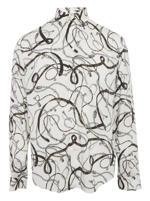 Louis Vuitton Pre-Owned chain and belt-print shirt White 1114251