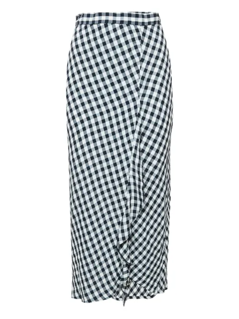 Maje check-print ruffle skirt Blue 1088826