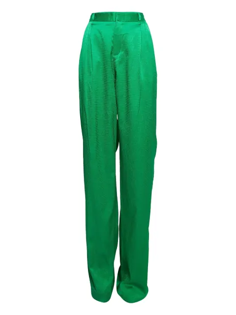 The Attico pleat-detail satin trousers Green 1024890