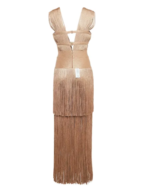 Hervé Léger Pre-Owned 2023 fringed lurex dress Gold 1032843