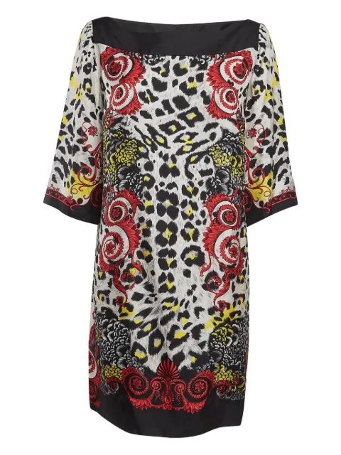 Versace Pre-Owned leopard-print silk dress White 1044430