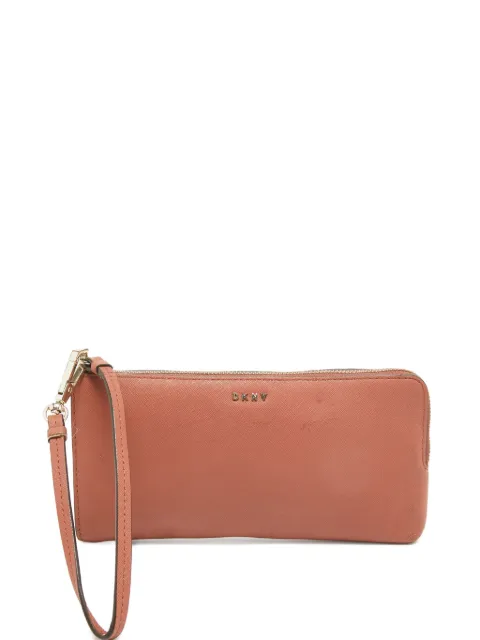 DKNY Vintage pre-owned leather zip clutch bag Pink 1027579
