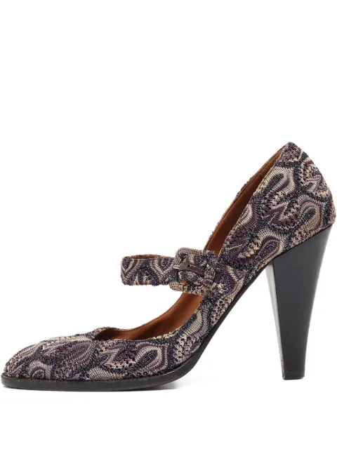 Missoni Pre-Owned 110mm leather heeled pumps Blue 945102