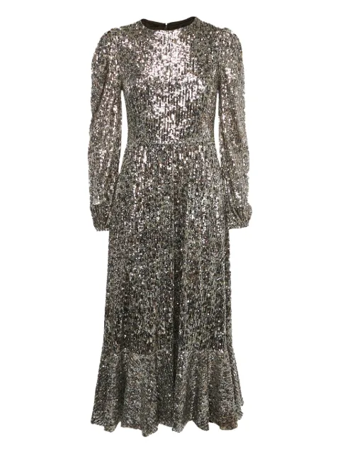 SIMKHAI sequin-embellished puff-sleeves midi dress Silver 1129802