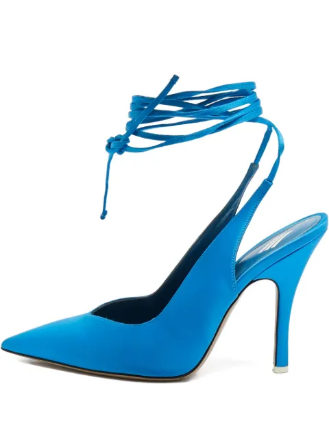 The Attico pre-owned 120MM satin lace-up pumps Blue 1086055