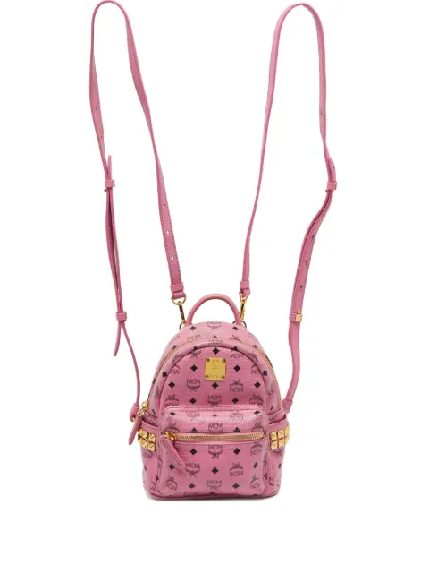 MCM Pre-Owned mini Stark Bebe Boo studded Visetos backpack Pink 1082294