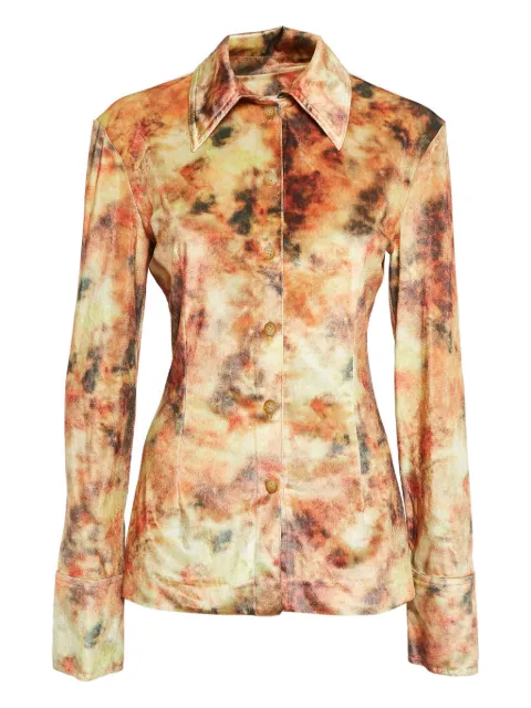 Nanushka floral-print velvet shirt Orange 1042168