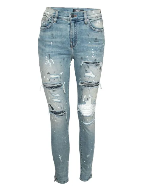 AMIRI distressed crystal-embellished jeans Blue 631456