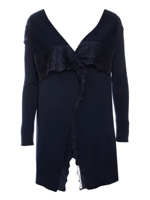 Valentino Garavani Pre-Owned lace-trim wool cardigan Blue 268730