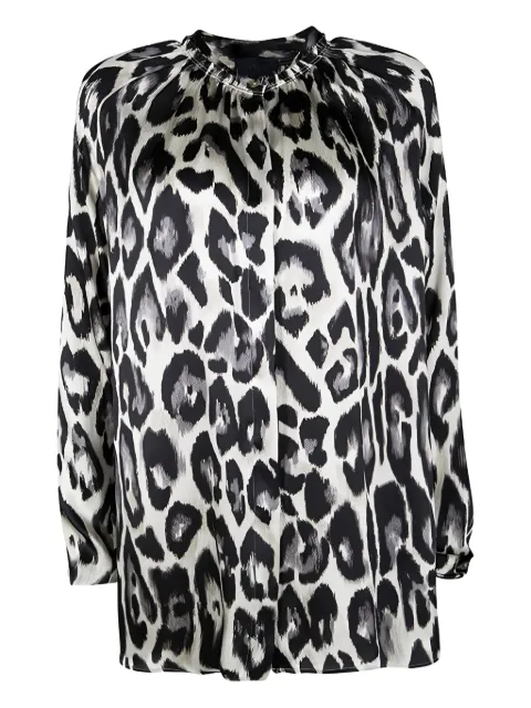 Lanvin Pre-Owned leopard-print silk shirt White 118362