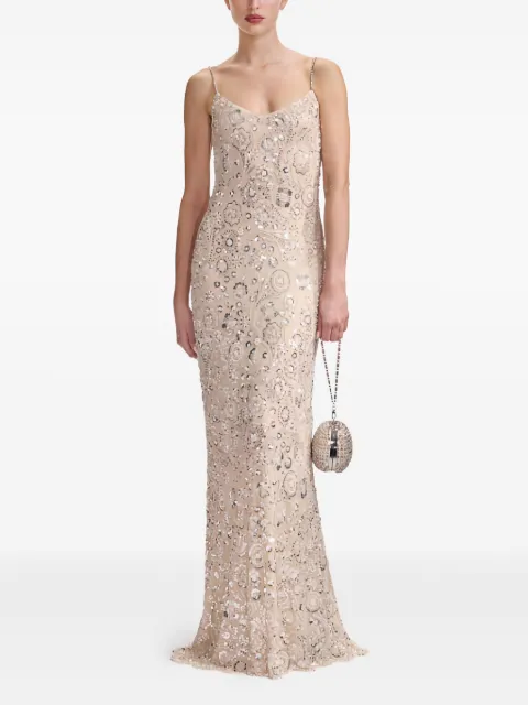 Self-Portrait embellished spaghetti-strap dress White AW25209XCCREAM
