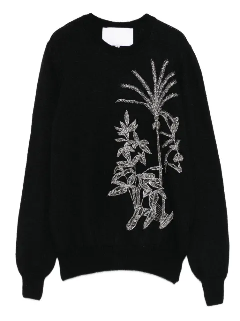 Costarellos floral-embellished sweater Black PF2590