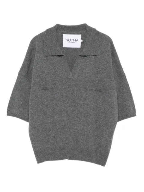 Gotha v-neck polo top Grey 4702505CGRS