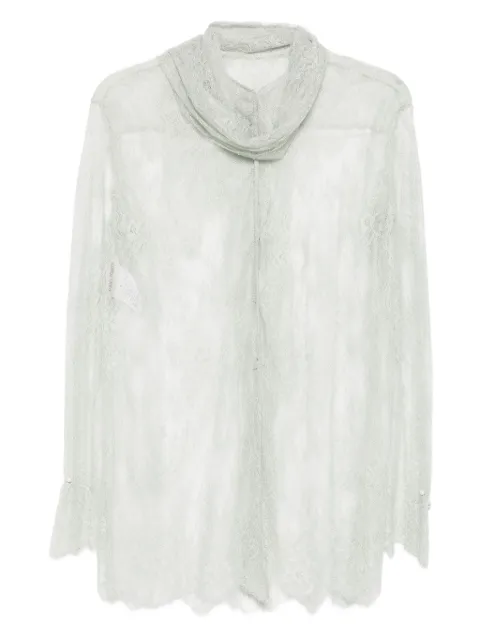 Alberta Ferretti lace high-neck top Grey A02146620