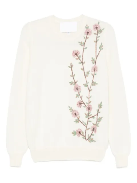 Costarellos floral-embroidered sweater White PF2591
