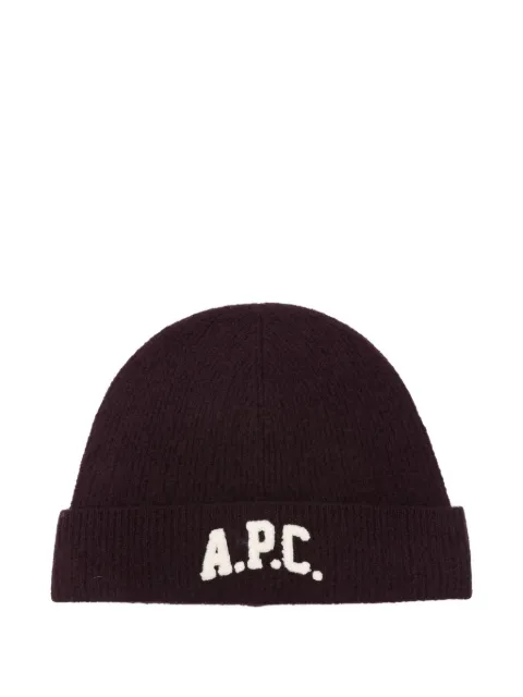 A.P.C. logo-appliqué beanie Red WVBDKM25111